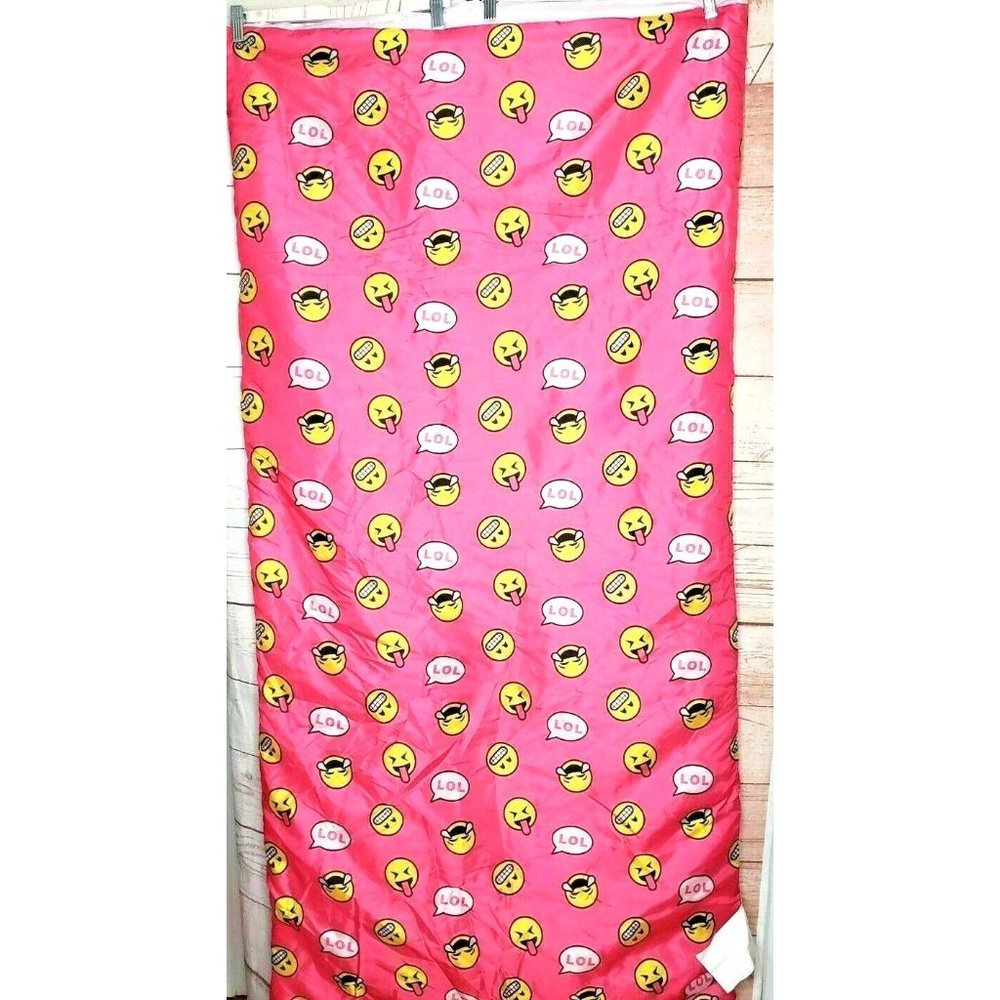 Rare Modern Kids LOL Emoji Pink Sleeping Bag W/ Backpack Storage Bag 59"x29"